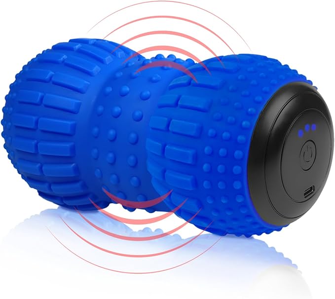 ZeenKind Vibrating Peanut Massage Ball for Plantar Fasciitis, Muscle Pain Relief with 4 Speed, Deep Tissue Therapy for Myofascial Release & Muscle Recovery, Neck Back Foot Roller Massager | Portable Foot Roller Massager for Deep Tissue Therapy Muscle P...