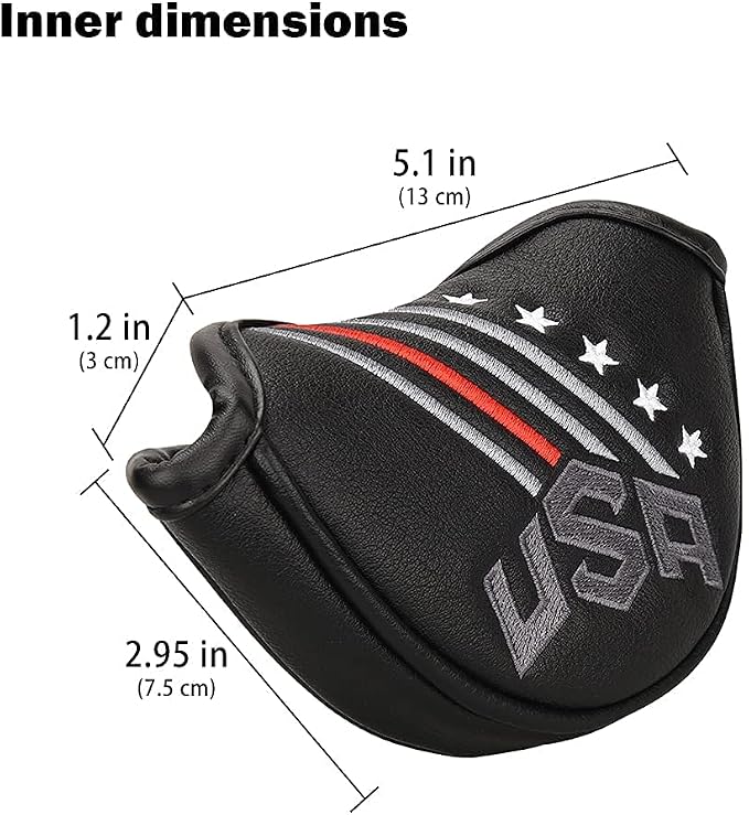 Big Teeth Golf Cover USA Stripe and Star Headcover Covers, Driver Fairway Wood Hybrid Headcovers Fits Blade Mallet Putter Iron and Woods with Magnetic Club Protector Pu Leather Golf Accessories