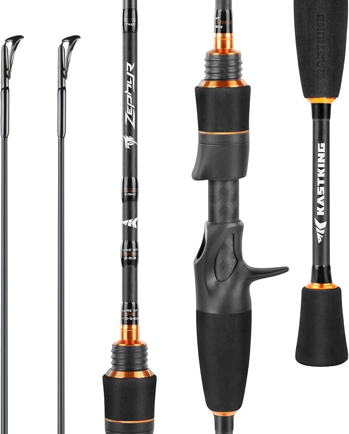 KastKing Zephyr Finesse Fishing Rods | IM6 Graphite, Extra Twin-Tip, 3pc Travel Design, Ultra-Light Lure Casting, Stainless Steel Guides with Zirconium Rings