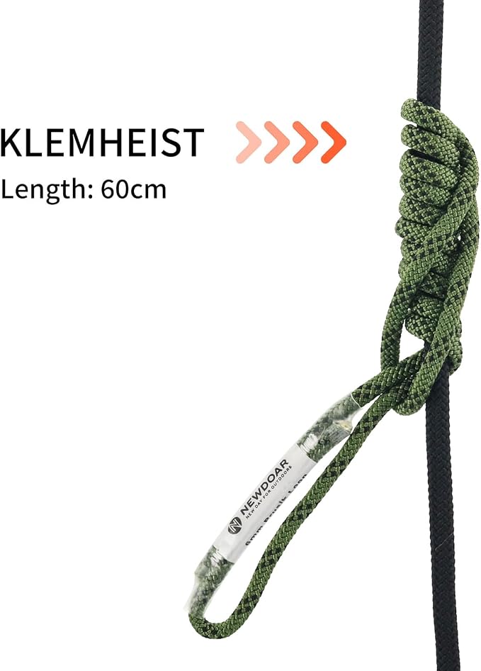 NewDoar 6mm (1/4") Prusik Cord Pre-Sewn 12KN/2700lb Aramid Auto Block Cord High Strength Prusik Arborist Rope for Outdoor Climbing Arborist Rescue Mountaineering-60cm/24''/3pcs