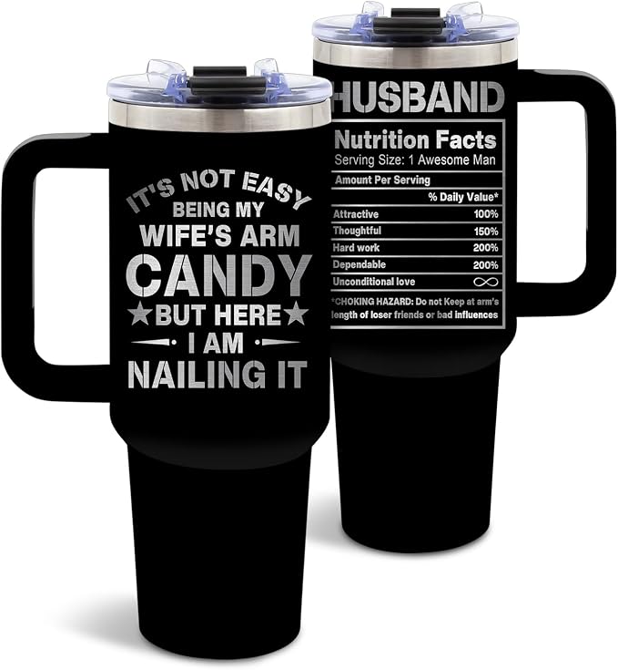 DUUV Gifts for Husband from Wife, Husband Tumbler with Handle 40 Oz, Christmas Thanksgiving Wedding Anniversary Appreciation Birthday Gifts for Husbands Men Him, 1PCS