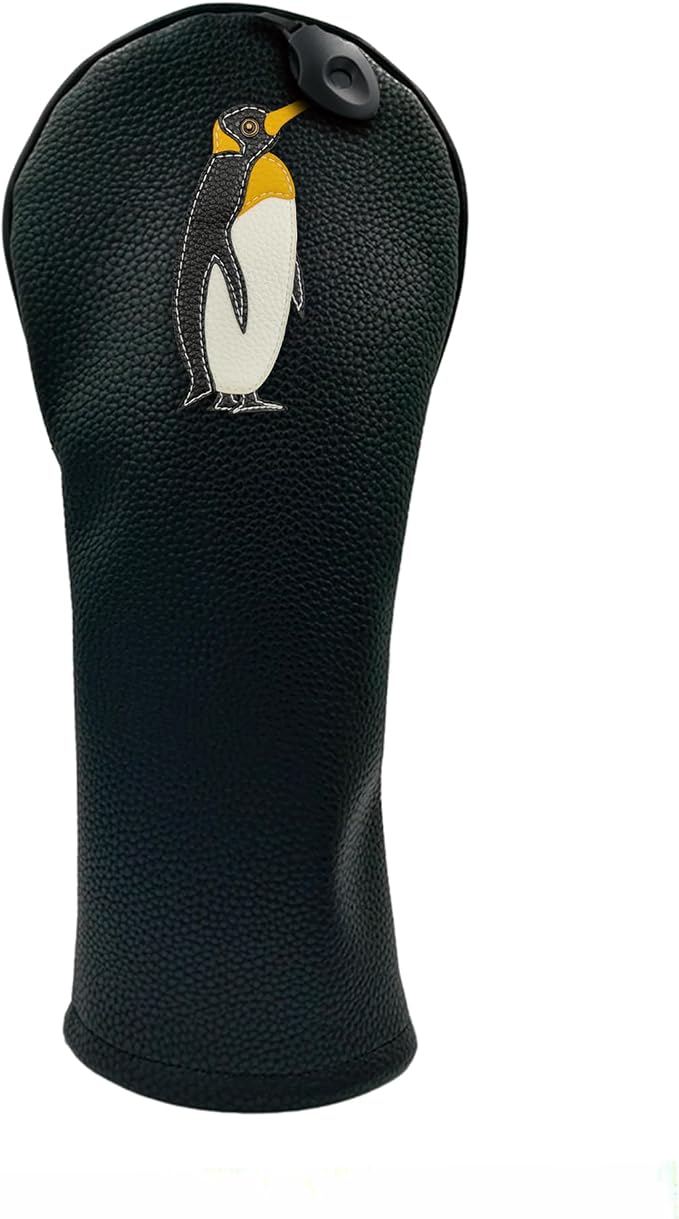 Penguin PU Leather Golf Club Covers Driver Headcovers Fairway Woods Hybrid Protector with Interchangeable Number Tag