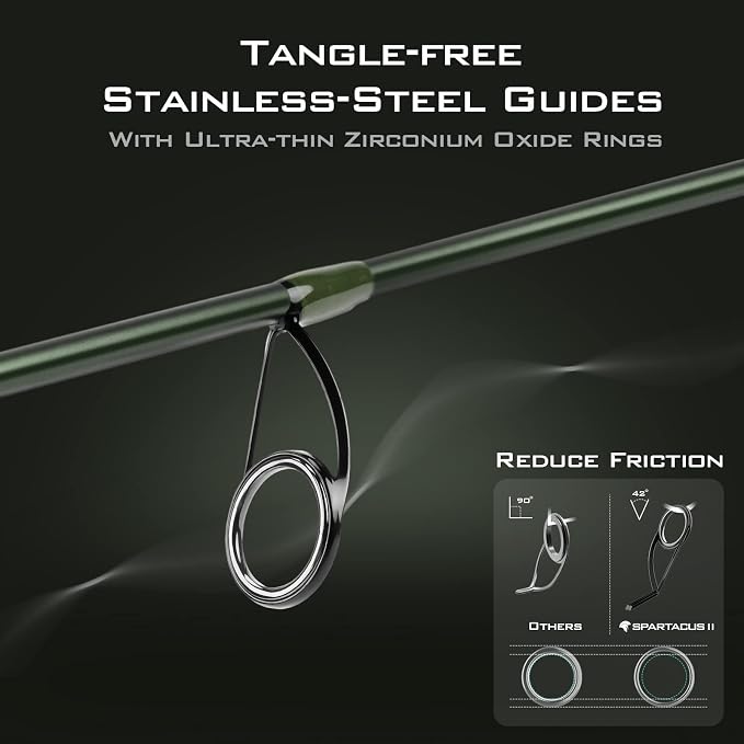 KastKing Spartacus II Fishing Rods - IM6 Graphite Blanks Casting & Spinning Rods, 2-Piece Rods with Extra Tip Section, PTS Power Transition System, KastFlex Technology, Rubber Cork Handle