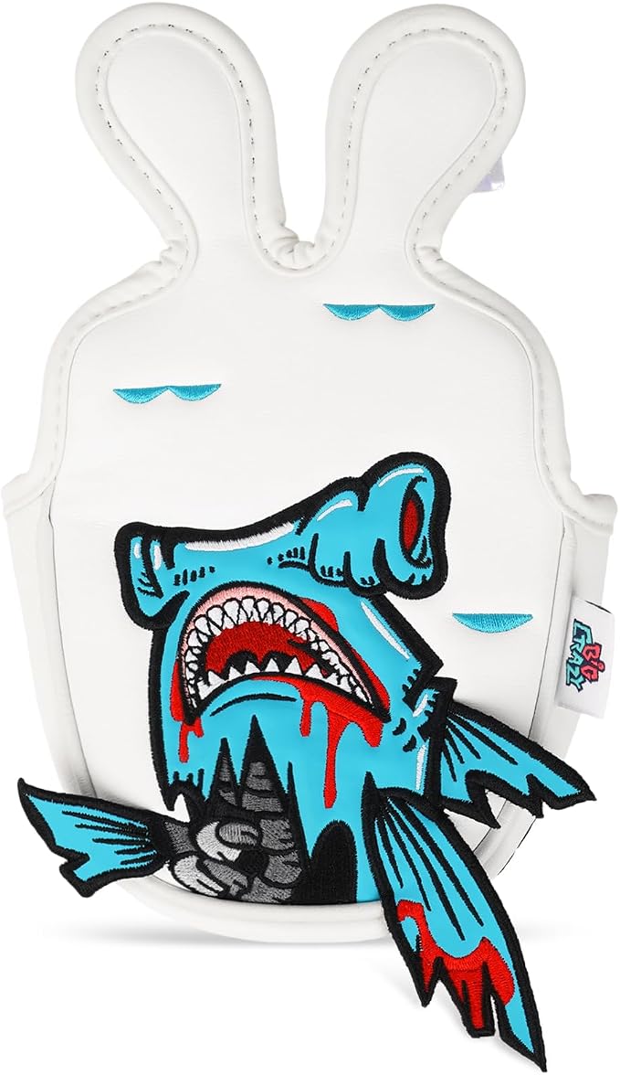 Big Crazy Golf Head Covers, Golf Club Covers Funny, Driver Headcovers, Golf Club Covers, Fairway Woods Head Covers, Hybrids Headcover, Putter Cover with Soft Lining for Golf Gift Hammerhead Sharks