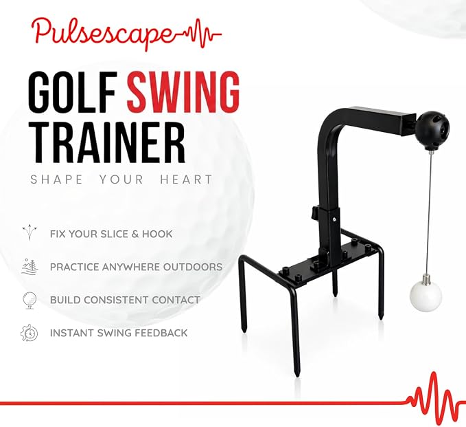 Golf Swing Trainer, Golf Training Aid with Ground Stake Outdoor Practice, Dual Axis Rotation, 4-Point Anchor, Adjustable Height – Swing Path Corrector for Backyard