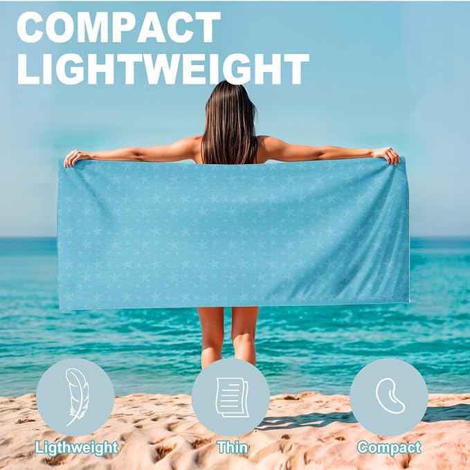 2 Pcs Microfiber Beach Towel Sand Free Quick Dry Oversized Lightweight Dolphin and Wave Patterns Blue Pink Green Swim Towels for Adults Travel Pool Gym Yoga 71 x 32 Inches