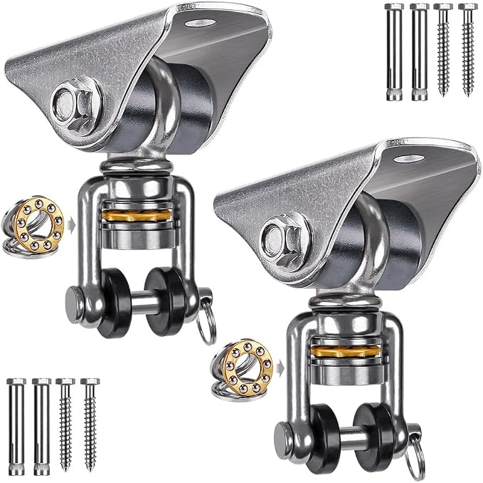 SELEWARE Anti-Squeaking Swing Hanger Stainless Steel Swing Hook Bearing Inside Free Swivel Ceiling Mount Bracket for Hammock Chair Toddler Swing Yoga Swing Punching Bag 2 Pack
