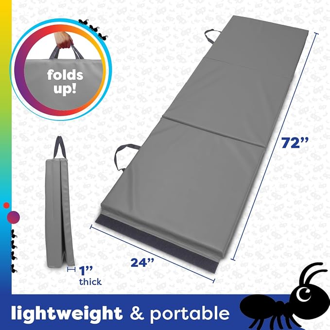 Antsy Pants Tumbling Mat for Kids – Gymnastics Mat, Easy to Clean, Sturdy, Foldable Tumbling Mats, Padded, Lightweight, Portable, Gymnastics Equipment for Active Play