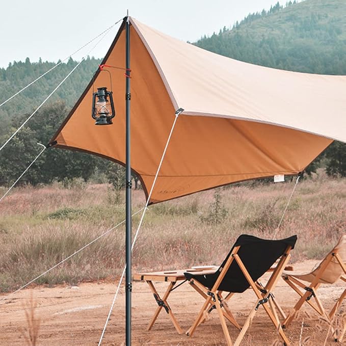 Telescopic Tarp Poles, Canopy Adjustable Carbon Fiber Poles Set of 2, Portable & Lightweight Tent Tarps for Awning, Camping, Hiking 83"