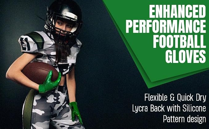Non-Slip Tacky Football Gloves Ball Feel Sensation, Football Receiver Gloves in Youth, Adult, and Kid Sizes, Ultra Sticky Silicone Strong Palm Grip