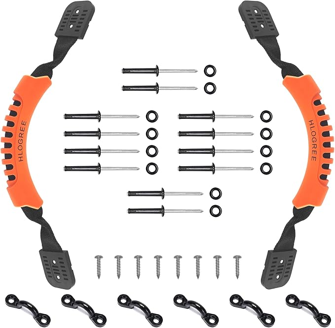 HLOGREE Kayak Handles 2/4 Pack,Kayak Carry Handle with Rivets,Kayak Replacement Handles,Kayak Handles for Emotion/Pelican/Hobie/Lifetime/sit on top/Ocean/Wilderness Accessories,Kayak Parts