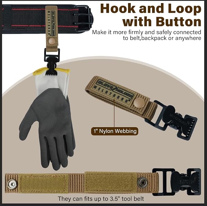 MELOTOUGH Work Glove Holder Glove Strap Quick Leash With Alligator Clip…