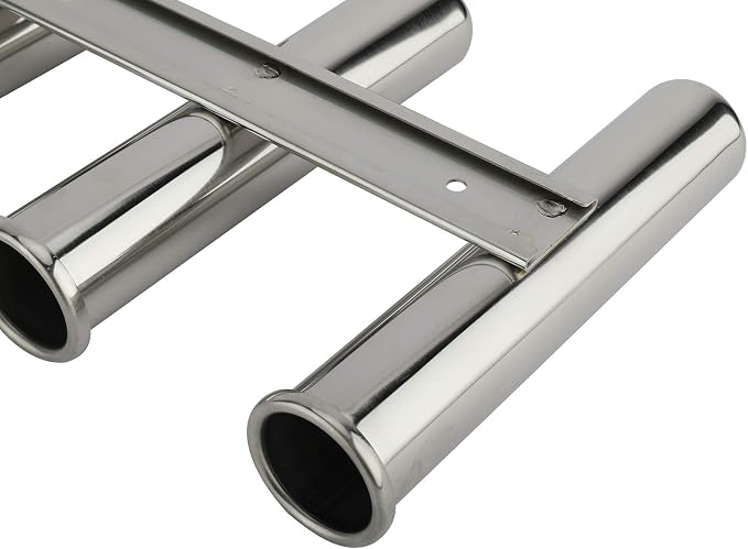 YaeMarine Fishing Rod Holder 316 Stainless Steel Fishing Rod Rack 3Tube/4Tube/5Tube/6Tube Mirror Finish for Marine Boat Yacht Camper