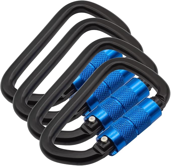 Auto Locking Carabiner 30KN=6500lbs Heavy Duty Large Clip Climbing Carabiner Twist Lock Carabiners for Rock Climbing, Camping, Gym,Rescue (CE Rated,D Shape)
