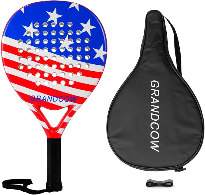 Padel Racket Palas de Padel raqueta Lightweight for Women Female Players Teardrop Shape, Soft EVA Core, Fiberglass Surface, Beginner to Intermediate Arm Friendly All Round Racquet 38mm