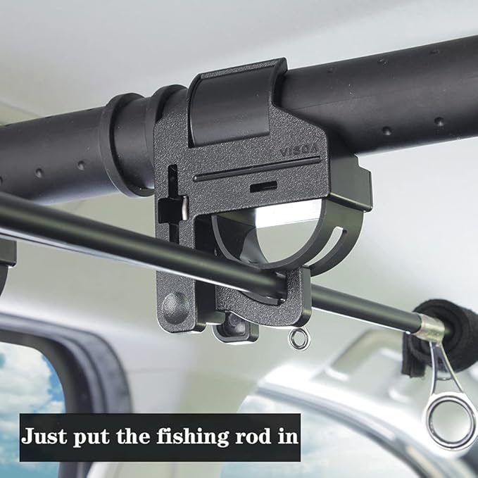 LITTLEMOLE Car Fishing 4 Rod Holder Adjustable 35 to 57 Inch, Heavy Duty Vehicle Fishing Pole Rack for SUV, Wagons, Van