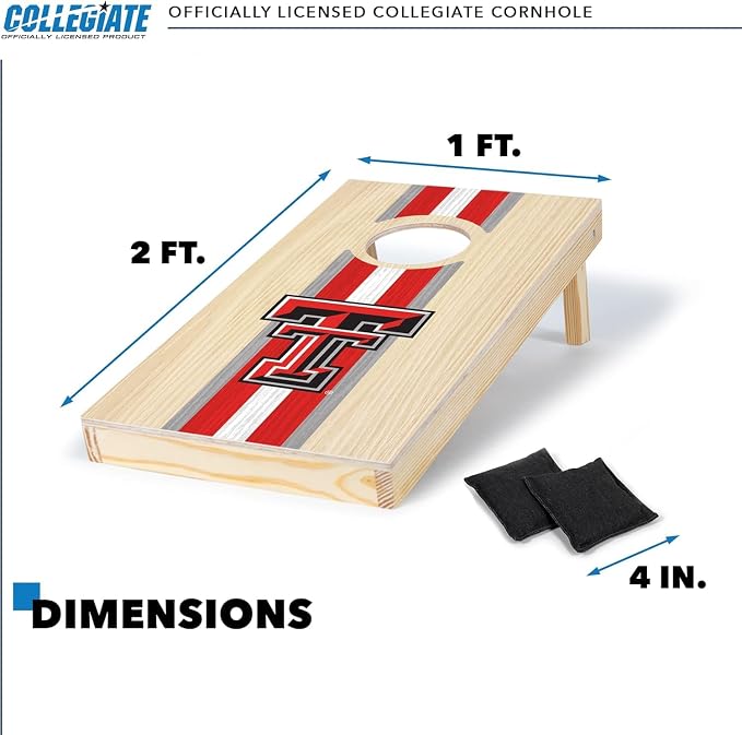 Wild Sports College Portable Size 1' x 2' Solid Wood Cornhole Set with Direct Print HD Team Graphics – Travel Size