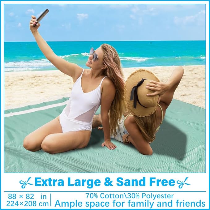 Vikumond Oversized Turkish Beach Towel Blanket XXL Cotton Sandproof Towels Boho Woven Extra Large Big Sand Free Giant Throw Blankets Huge Quilt XL Picnic Camping Necessities Cloud for Adult Gifts