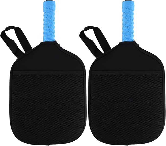 SAVITA 2PCS Pickleball Paddle Covers, Neoprene Paddle Cover with Inner Pockets and Handle Strap Pickle Racket Cover Pickleball Racket Case Pickleball Racket Cover Bag (Black)