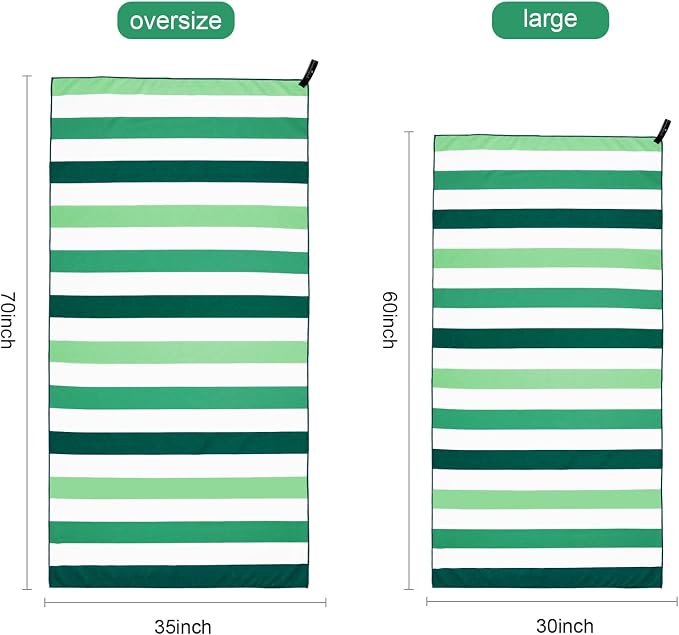 Exclusivo Mezcla 2 Pack Microfiber Quick Dry Beach Towels, Large Lightweight Sandfree Pool Towels for Swimming Camping Travel with Bag (Forest Green and Dark Purple, 30x60 Inches)