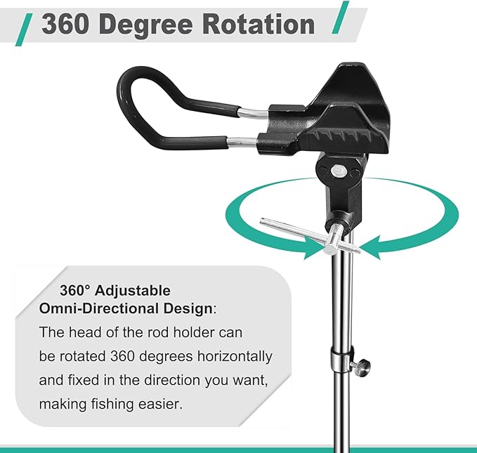 2/4 Pack Fishing Rod Holders, 360 Degree Adjustable Fishing Rod Holders for Bank Fising , Height Adjustable 25-36.6 Inch Multifunctional Stainless Steel Beach Fishing Rod Holder Fishing Gifts for Men