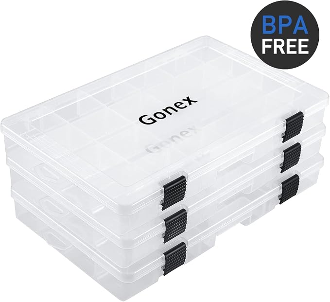Gonex 3600 3700 Fishing Tackle Trays Lure Box with Adjustable Dividers | Clear PP Material, Adjustable Compartments, Fits Standard Tackle Box , For Fishing Lures Hooks Beads Accessories Storage