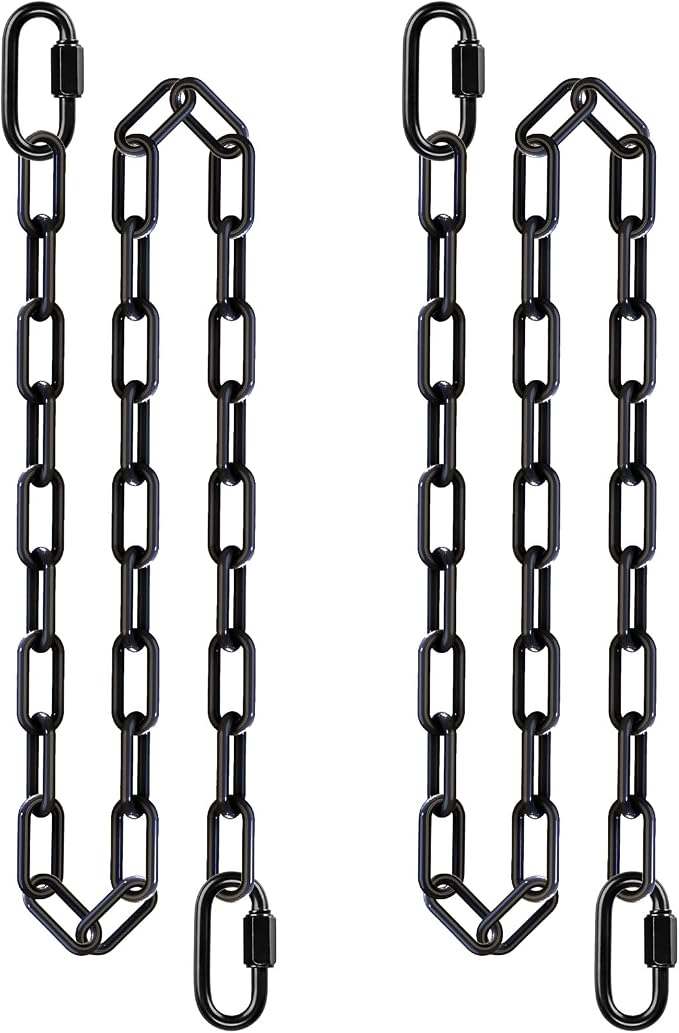 BeneLabel 2Pcs 65" Swing Chain Heavy Duty 1000 LBs Capacity Hanging Chains Porch Swing Chains and Hooks Black Coated Chain for Hammock Chairs, Hanging Chair, Punching Bags, for Indoor and Outdoor