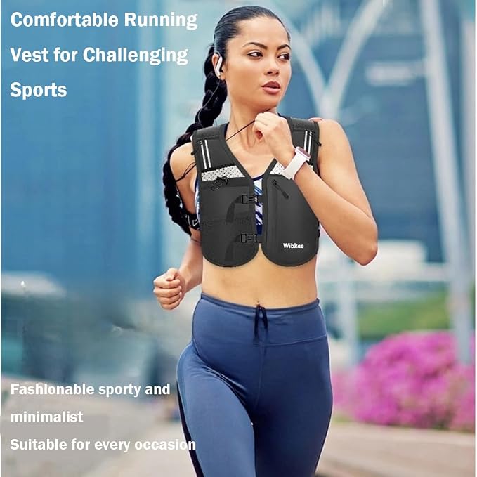 Running Vest for Men Women, Adjustable Hydration Vest with 500ml Soft Water Bottle, Reflective Hydration Pack for Trail Marathon Running, Hiking, Cycling