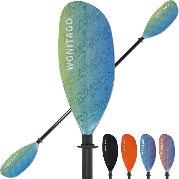 Kayak Paddle with Fiberglass Shaft and Reinforced Nylon Blade, Adjustable Kayaking Oars, 3 Piece, 230-250 cm/90-98 inches, 210-230 cm/82-90 inches