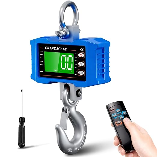 Digital Crane Scale 2200lb/1000Kg with Remote Control, Digital Hanging Scale with LCD Screen, Crane Scale Industrial Heavy Duty with Unit Change, High Precision Crane Scale for Market, Farm, Factory