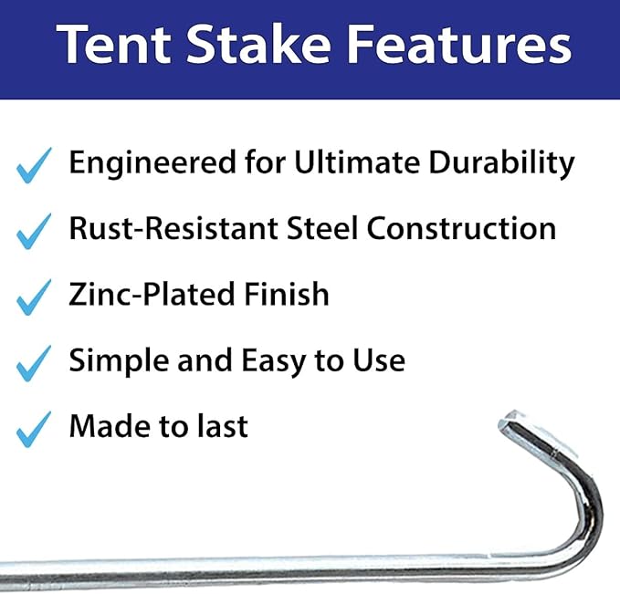 Steel Tent Stakes Heavy Duty Ground Stake, Metal Stakes to Anchor Commercial Inflatables, Outdoor Camping Canopy, Fence, Garden Tent Accessories, 5/8" Diameter x 24" Length, 25 Pack