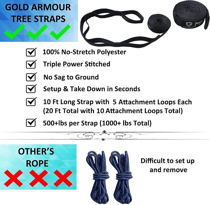 Gold Armour Camping Hammock - Portable Hammock Single Hammock Camping Accessories Gear for Outdoor Indoor Adult Kids, USA Based Brand (Purple and Fuchsia)