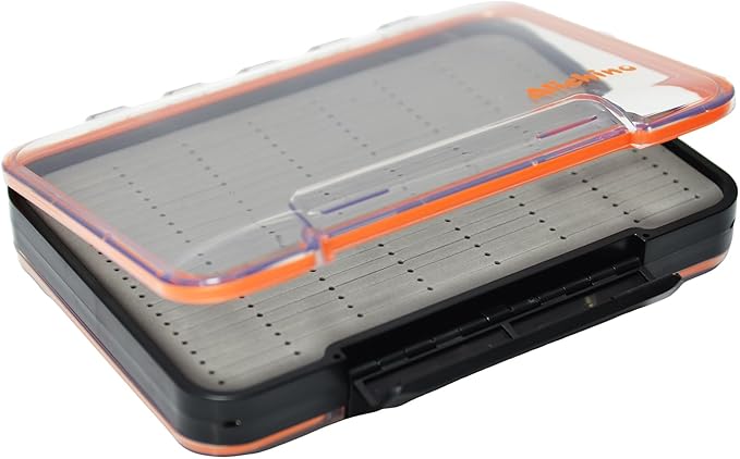 ALICHINO Fly Box for Fly Files Ice Jig Box Two Sided Waterproof Fly Fishing Box for Nymphs and Streamers (Grey Foam Insert C, Large， 9 * 6.5 * 1.9Inch)