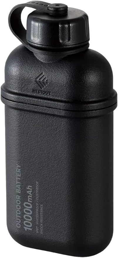 ELECOM NESTOUT 10000mAh Rugged Power Bank, Outdoor Battery Pack, 20W USB C Fast Charging PD, Waterproof IP67, Shockproof Military Grade, Tactical EDC Gear, Camping, Hiking, Hunting, Survival (Black)