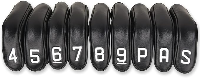 BIG TEETH Golf Hybrid Iron Head Cover 9Pcs, Long Hybrids Iron Covers Head Covers Set, Golf Club Covers W/Big NO. Fits for Cleveland Launcher Cobra T Rail Hybrid Irons