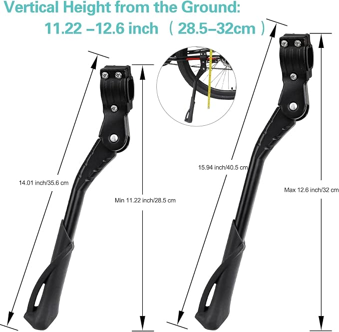Cyfie Bike Kickstand for Adult's Bike, Adjustable Rear Side Bicycle Kickstand, Suitable for 24-29 inch Mountain Bikes, E-Bike, BMX, 700C Road/Hybrid Bikes, etc. Aluminum Alloy Maximum Holds 176lbs