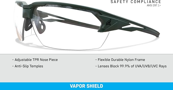 EDGE Pumori Z87 Safety Rated, Adjustable TPR With Anti-Slip Features, Flexible Polycarbonate Frames with Nylon Lenses