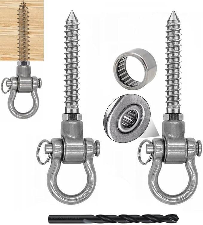 2 Permanent Anti Rust Bearing Hanger Heavy Duty, 1500 LBS, 180° Swing Hardware, for Yoga Hammock Chair sandbag Playground Accessories