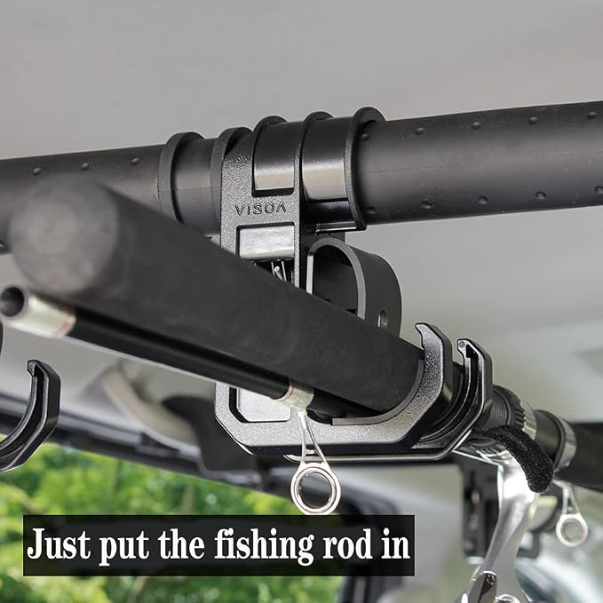LITTLEMOLE Car Fishing 4 Rod Holder Adjustable 35 to 57 Inch, Heavy Duty Vehicle Fishing Pole Rack for SUV, Wagons, Van