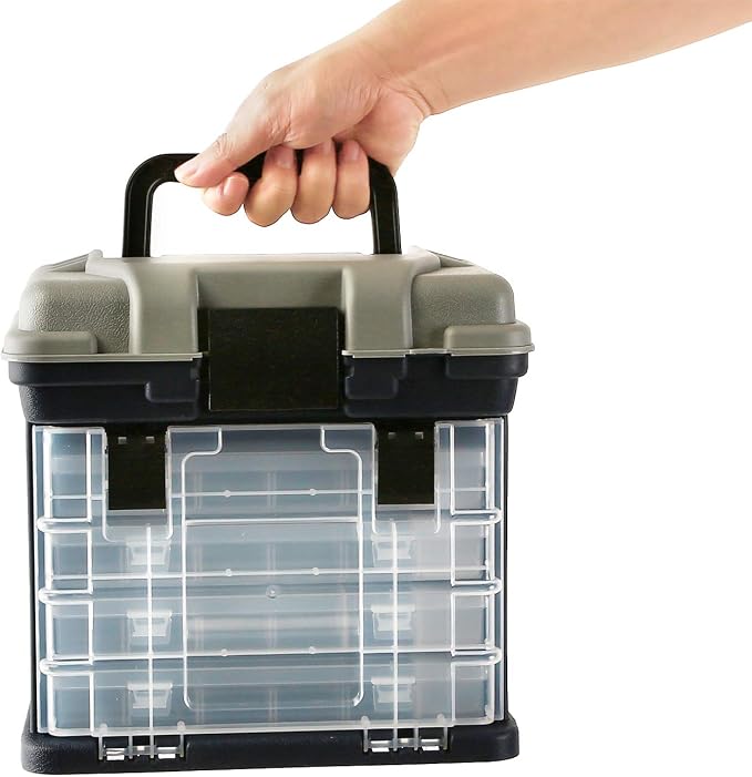 KINJOEK Fishing Tackle Box Kit, Portable 4 Layers Fishing Accessory Box Case, Fishing Tackle Storage for Fresh Water and Salt Water