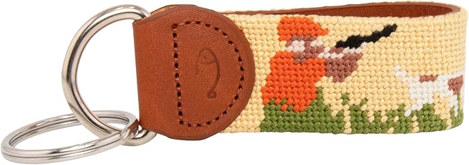 Leather Hand-Stitched Needlepoint Key Fob or Key Chain