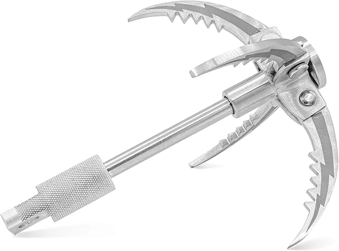 Grappling Hooks - Survival Claw Multifunctional Stainless Steel Large Hook with 20M(64ft) Static Rock Nylon Rope, Grappling Hook with Rope, Tree Climbing Gear Anchoring Fishing Rescue Vehicle Towing