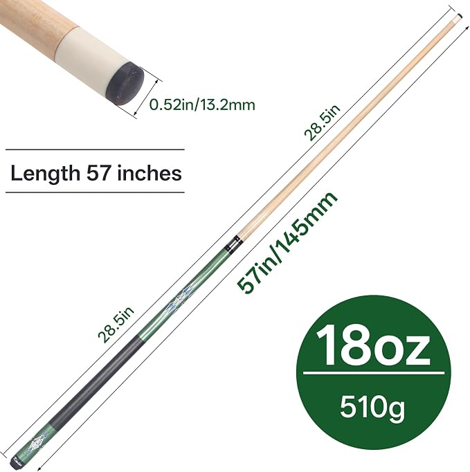Kmise Pool Stick Set of - 58" Pool Cue Stick, Canadian Maple Professional Billiards Pool Cue, Pool Sticks for Adults, 18~21oz Multiple Colors