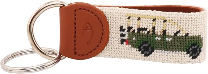 Leather Hand-Stitched Needlepoint Key Fob or Key Chain