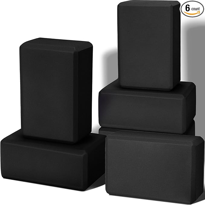Wettarn 6 Pack Yoga Blocks 9 x 6 x 4 Inch EVA Foam Lightweight Non Slip Yoga Props for Pilates Stretching Meditation