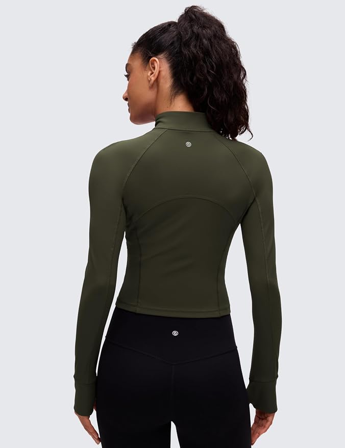 CRZ YOGA Butterluxe Half Zip Long Sleeve Shirts for Women - Workout Athletic Yoga Tops Crop Collared Quarter Zipper T-Shirt