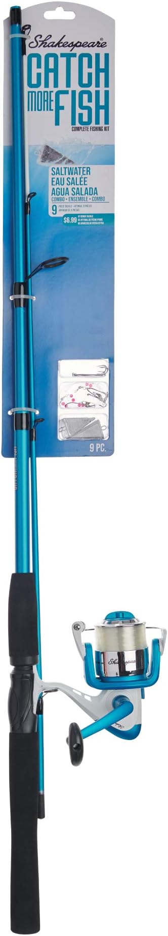 Shakespeare Catch More Fish Spinning Reel and Fishing Rod Combo with Kit