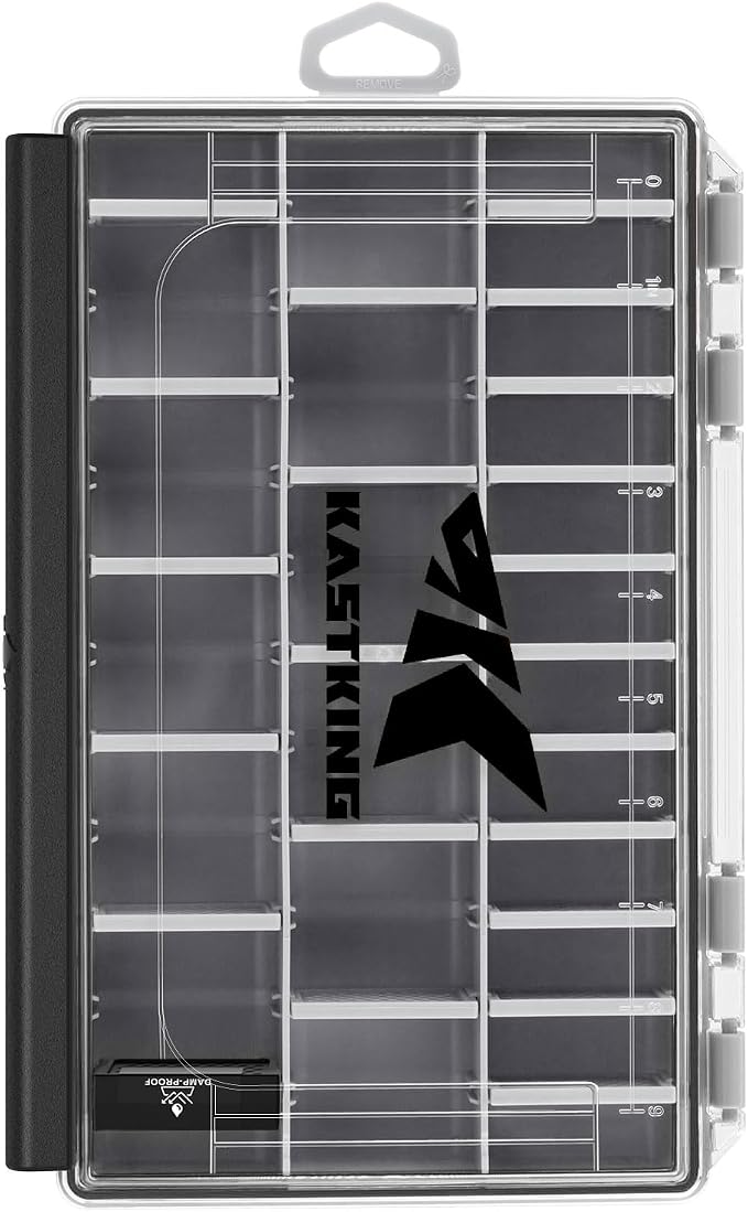 KastKing HyperSeal Waterproof Tackle Box, 3600 and 3700 Tackle Trays, Fishing Tackle Box Organizer with Removable Dividers, Lure Box and Terminal Tackle Storage,Black