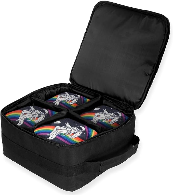 Play Platoon Cornhole Bag Carrying Bag, with 4 Separation Pouches, Black