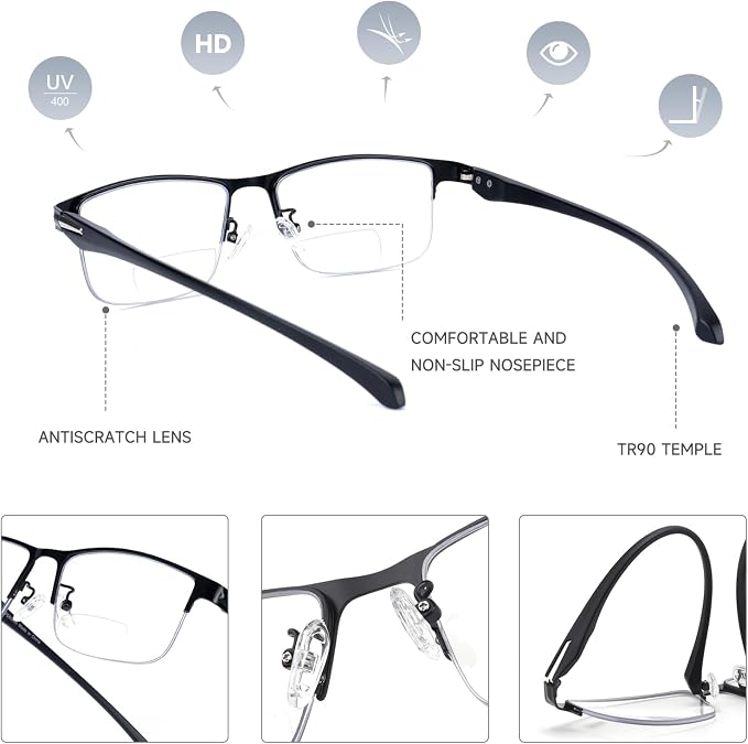 SKYOAK 2 Pack Premium Reader Sunglasses for Men with UV400 Protection Outdoors, TR90 Lightweight Tinted Reading Glasses